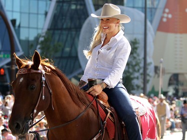 Calgary Stampede parade marshal Kaillie Humphries during the Stampede Parade in Calgary on July 3.