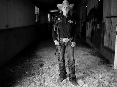 Barrel racer Mary Walker from Ennis, Texas, before her ride at the Calgary Stampede on July 5, 2015.