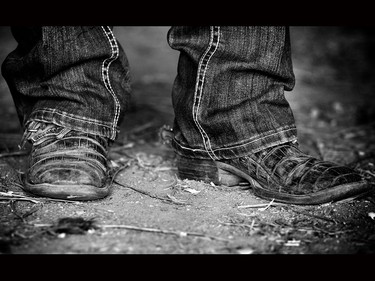 Barrel racer Kassidy Dennison's boots at the Calgary Stampede.