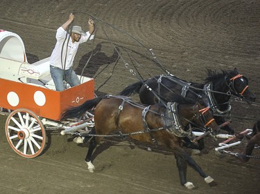 Colt Cosgrave takes heat eight, day nine, of the GMC GMC Rangeland Derby at the Calgary Stampede Grandstand in Calgary on Saturday, July 11, 2015.
