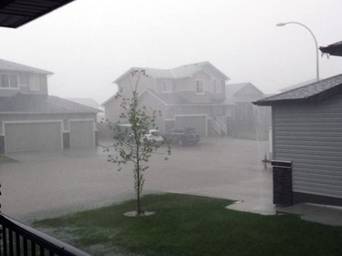 The storm rages in Langdon, Alta., east of Calgary on Sunday morning.