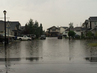 This neighbourhood in Chestermere has been completely flooded in the storm.