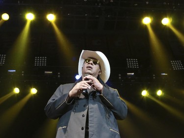 Stevie Wonder on stage during the last Saddledome concert performance of the 2015 Calgary Stampede in Calgary, on July 12, 2015.