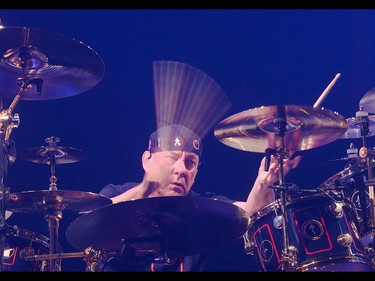 Neil Peart entertains Rush fans at the Scotiabank Saddledome in Calgary on Wednesday, July 15, 2015.