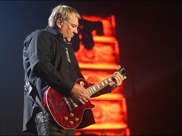 Alex Lifeson entertains Rush fans at the Scotiabank Saddledome in Calgary on Wednesday, July 15, 2015.
