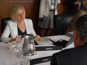 Alberta Premier Rachel Notley at her first Council of the Federation meeting in St. John’s, NL, July 16, 2015.