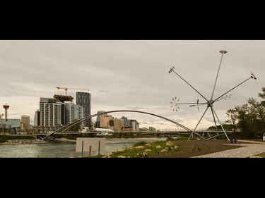 Bloom stands awaiting visitors prior to the opening of St. Patrick's Island in Calgary on Wednesday, July 29, 2015.