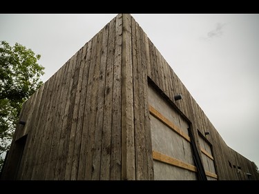 The deck of the old St. Patrick's bridge now clads the exterior of the washrooms on St. Patrick's Island in Calgary on Wednesday, July 29, 2015.
