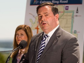 Jason Kenney, Minister of National Defence and MP for Calgary Southeast, speaks to the media about federal money being provided for the next leg of Calgary's ring road, at Battalion Park in Calgary on Thursday, July 30, 2015.