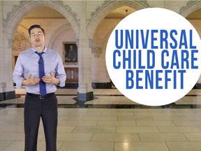 Employment Minister Pierre Poilievre announces the extra money for kids.