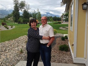 Donna and Frank Fairhurst near the Meadows homes in The Cottages on Osoyoos Lake.