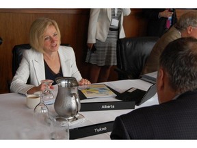Alberta Premier Rachel Notley at her first Council of the Federation meeting in St. John's, NL, July 16, 2015.