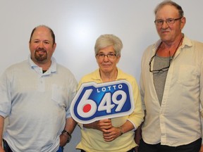 Gerald, Elizabeth, and Dean Fritsma of Grande Prairie, Alta., won $17,368,141.30 on the June 17 LOTTO 6/49 draw. THE CANADIAN PRESS/ho-Western Canada Lottery Corporation