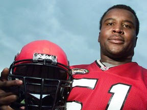 Alondra Johnson pictured at McMahon Stadium on Oct. 22, 2000.