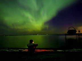 A dazzling display of northern lights over Buffalo Lake, Alberta on July 23, 2015.