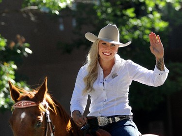 Calgary Stampede parade marshal Kaillie Humphries during the Stampede Parade in Calgary on July 3, 2015.