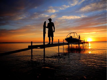 Sunset at Buffalo Lake and the end to a day of waterskiing.