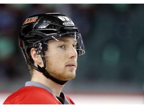 Calgary Flames Sam Bennett during Flames practice at the Scotiabank Saddledome in Calgary on May 7, 2015.