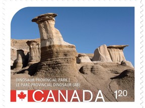 Canada Post issued five stamps on Friday, July 3, 2015, celebrating Canadian locations recognized as UNESCO World Heritage sites, including three from Alberta: Dinosaur Provincial Park, Waterton-Glacier International Peace Park, and Wood Buffalo National Park.