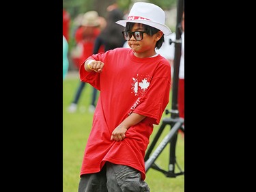 Joseph Cabello shows off his Canada Day dance moves during celebrations on Prince's Island.