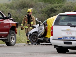 The scene of a fatal motor vehicle collision on Hwy 22.