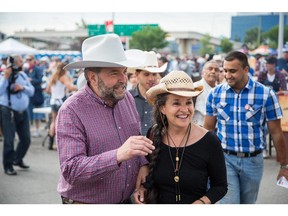 Leader of the NDP, Tom Mulcair arrives at the annual Chinook Mall Stampede Breakfast in SW Calgary on July 4th, 2015.