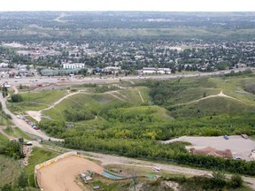 The view of Paskapoo Slopes as seen from the Canada Olympic Park ski jump.