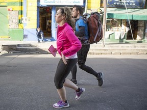 Sabrina and Nic make their way through the streets of Buenos Aires on The Amazing Race Canada.