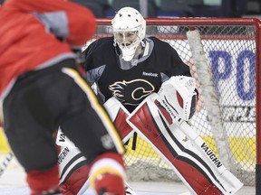 Calgary Flames goalie prospect Jon Gillies could push for NHL ice time this season despite the team's crowded crease.