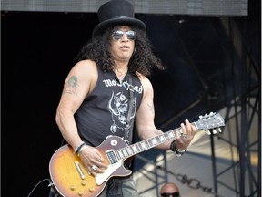 Guitarist Slash, shown here performing during the Hellfest heavy metal and hard rock music festival in Clisson, near Nantes, western France, will be heading to Calgary for an Oct. 9 concert.