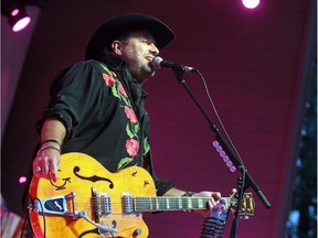 Raul Malo, lead singer of The Mavericks, plays on the Calgary Folk Music Festival main stage on Sunday.