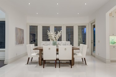 The dining nook at 302 Hawk's Nest Hollow in Priddis.