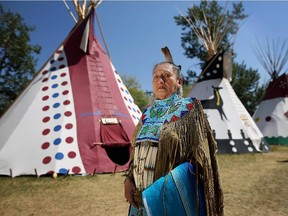 Joyce Starlight stands in Indian Village during the Calgary Stampede on July 6, 2015. This year marks the last that it will be in this location at the Stampede.