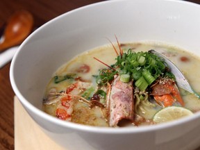 A bowl of  Green Curry Seafood Ramen at Ikeman.