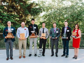 2015 Award Winners. Left to Right: Dan Becker, Derrick Antonsen, Kolton Ogle, Jordan Mruk, Toby Gifford, Steven Knight, Leanne Patterson.