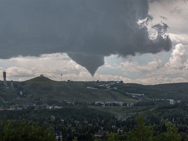 A funnel cloud southwest of Canada Olympic Park.