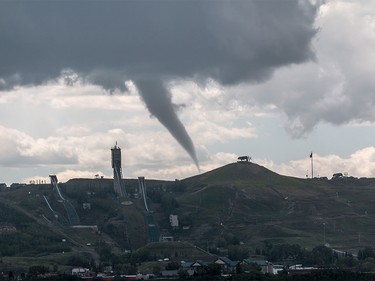 A funnel cloud southwest of Canada Olympic Park.
