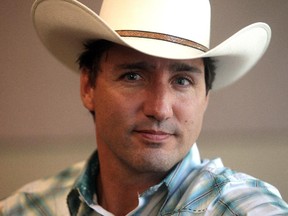 Federal Liberal leader Justin Trudeau is interviewed at the Calgary Stampede Friday  July 3, 2015.