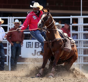 Fred Whitfield during the Calgary Stampede Tie-Down Roping  Championship.