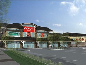 A rendering of Calgary Co-op's planned new store in Auburn Bay, designed by NORR Architects.