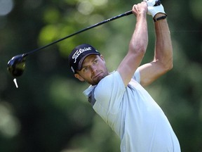 Cory Renfrew hits a drive on the 6th hole in the second round of the Times Colonist Island Savings Open during the PGA Tour Canada event on June 7, 2013 at Uplands Golf Club in Victoria, British Columbia, Canada.