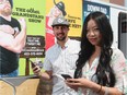 Ryan Gill, president of Cult Collective, and Scarlet Lee, vice-president of Penny Lane Entertainment which operates the Cowboys Stampede Tent, at the Calgary Stampede in Calgary.