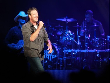 Blake Shelton was performing at the Saddledome for the Stampede Concert on July 10, 2015.