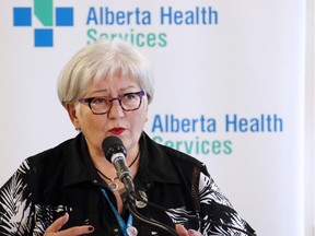Alberta Health Services president and CEO Vicky Kaminsky speaks at the announcement of  AHS's Patient First Strategy to improve care delivery, on July 8, 2015.