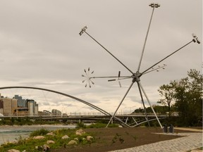 An art installation called Bloom graces the redeveloped St. Patrick's Island in Calgary.