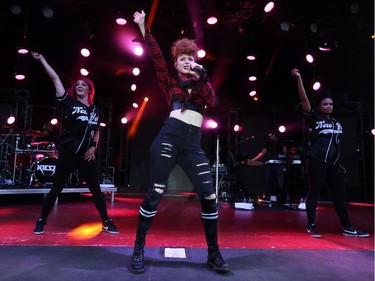 Kiesza rocks the crowd at the Coke Stage at the Calgary Stampede in Calgary, on July 3, 2015.