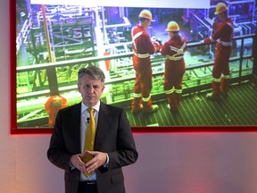 Royal Dutch Shell chief executive Ben Van Beurden addresses a press conference in London Thursday.