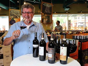 Jordan Sorrenti at the Kensington WIne Market with a few of his  wines he makes in Italy now that he is retired.
