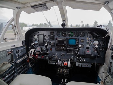 The cockpit of a Cessna 340 used by Weather Modification Incorporated to seed clouds in Olds on Thursday, Aug. 6, 2015.