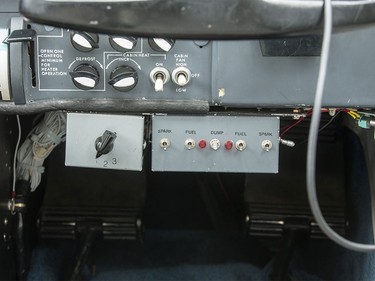 A control panel used to fire flares for cloud seeding in a Cessna 340 owned by Weather Modification Incorporated in Olds on Thursday, Aug. 6, 2015.